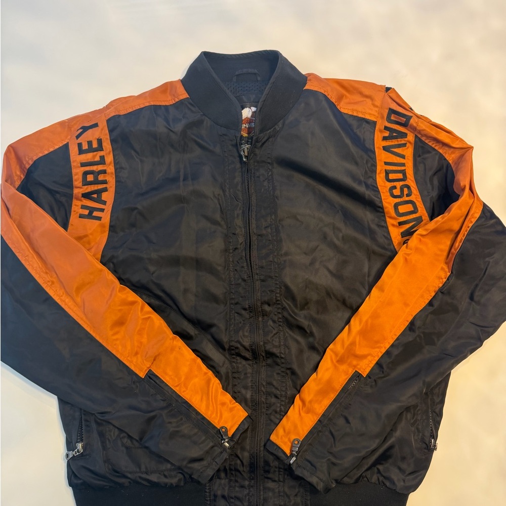 Harley-Davidson Black and Orange Bomber Jacket